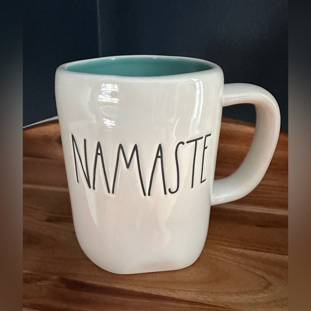 Rae Dunn NAMASTE Mug | Aqua Interior | Artisan Collection